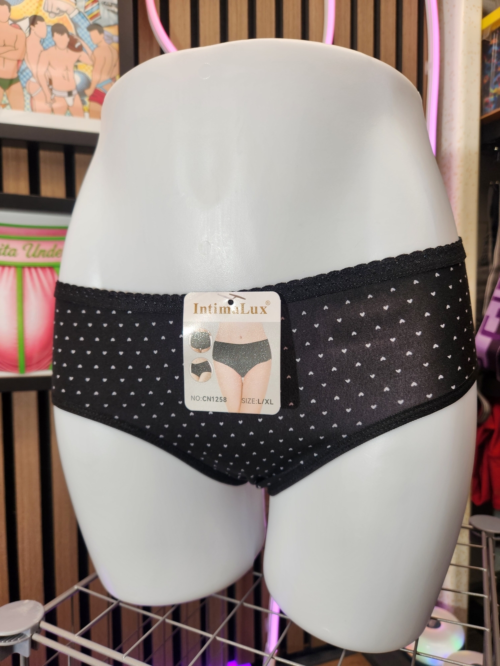 Black Heart-Print Hipster Panty